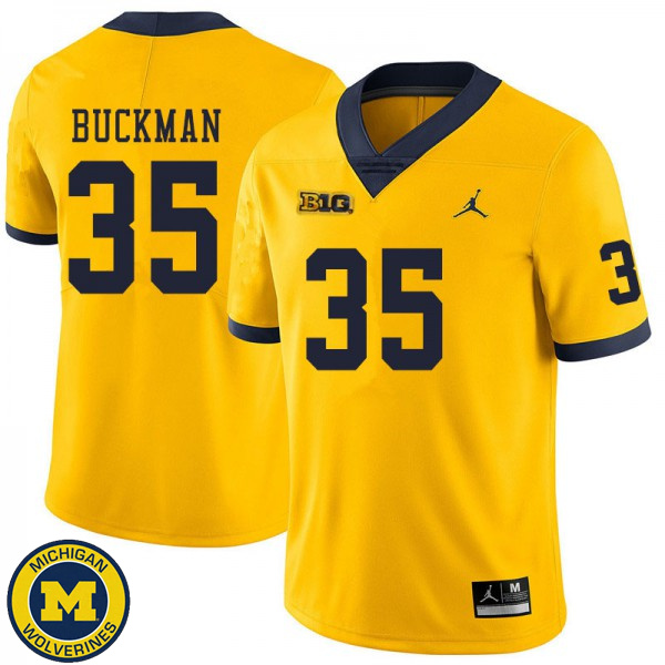 Mens Michigan Wolverines #35 Luke Buckman Yellow Football Jersey